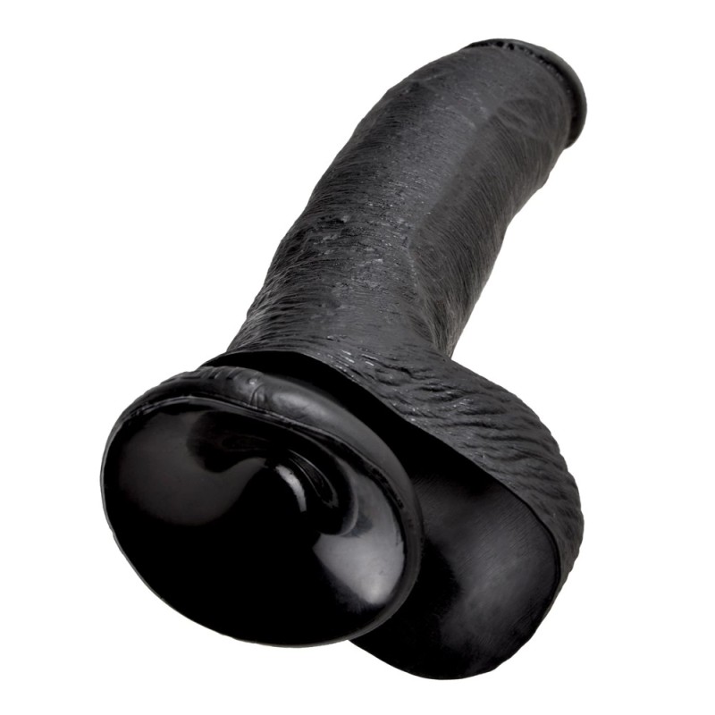 King Cock - Realistyczne Dildo Z Żołędziem Jądrami I Żyłkami 23 CM Czarny